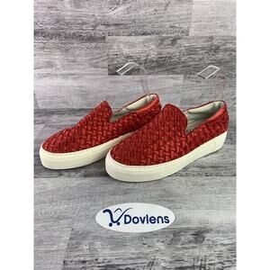AGL Womens Red Woven Slip-On Sneakers Casual Size 8